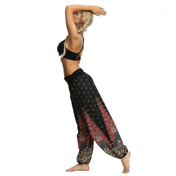 

ethnic style 3d print india belly dance pants wide leg harem fashion yoga trousers loose fitness pants for women1, White;red