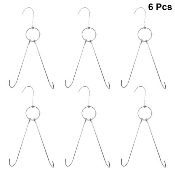 

6pcs stainless steel double hooks drying roast duck hook bacon hanger grill hanging rack (3.5cm diameter 24.5cm length)