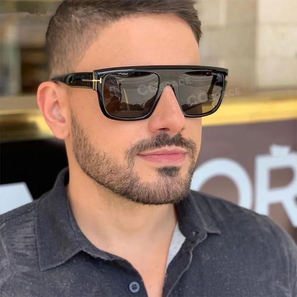 

new arrival 2021 futuristic tf logo rectangle sunglasses women men uv400 brand designer masculino, White;black