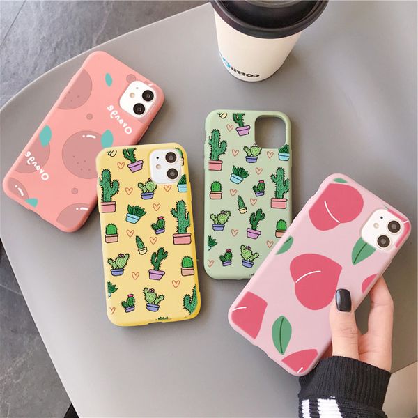 

cactus персик мягкий тпу чехол для телефона x xr xs 6 6s 7 8 plus 5 5s se 2020 задняя крышка для iphone 11 pro max funda