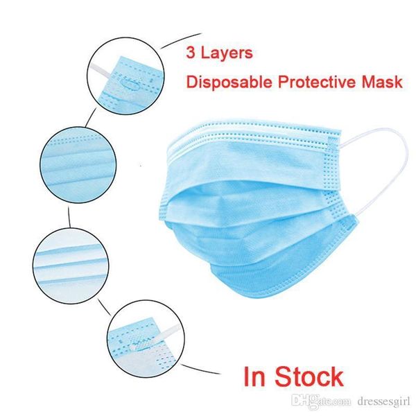 

disposable in face stock 3 layers non-woven mask dust proof protection safety work masks