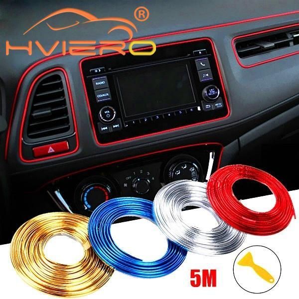 

5m adhesive strips car interior decoration molding door line air vent panel direction-flexible wheel car styling auto seat back