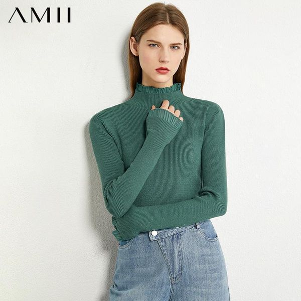 

amii minimalism autumn winter sweaters for women causal lace spliced women's turtleneck sweaters for female 120600911, White;black