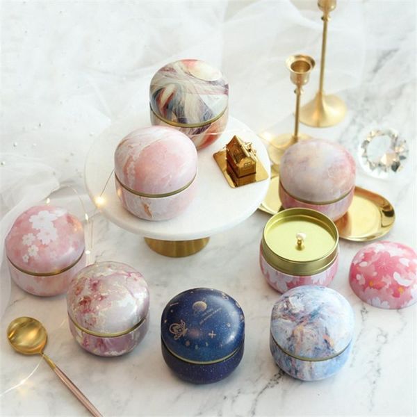 

gift wrap 5/10pcs marble sakura candy box round iron boxes wedding birthday scented packing party favors giveaway gifts1