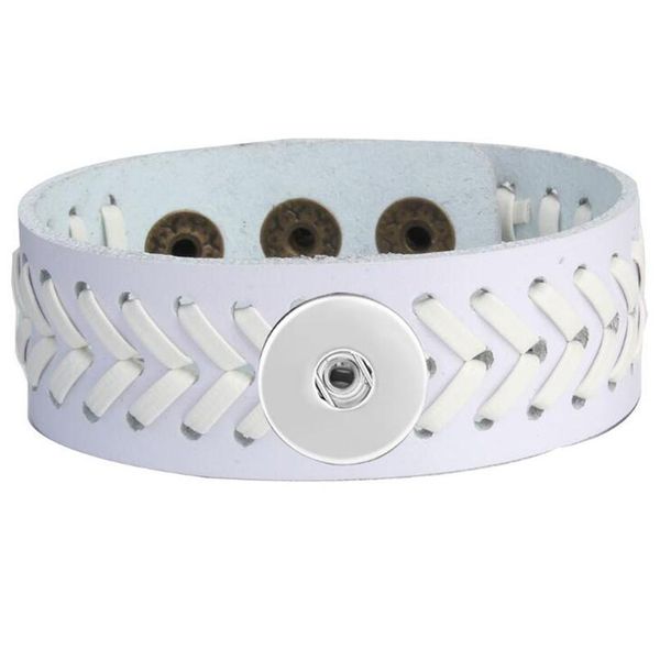 

6 colors snap leather bracelet retro handmade braided leather snap button bracelet bangles fit women 18mm snap bbyiyq, Golden;silver