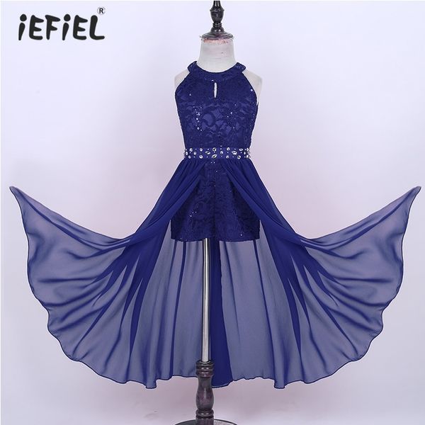 

children kids dresses for girls party and wedding floral lace girls princess dress vestidos infantil sleeveless maxi long dress y200102, Red;yellow