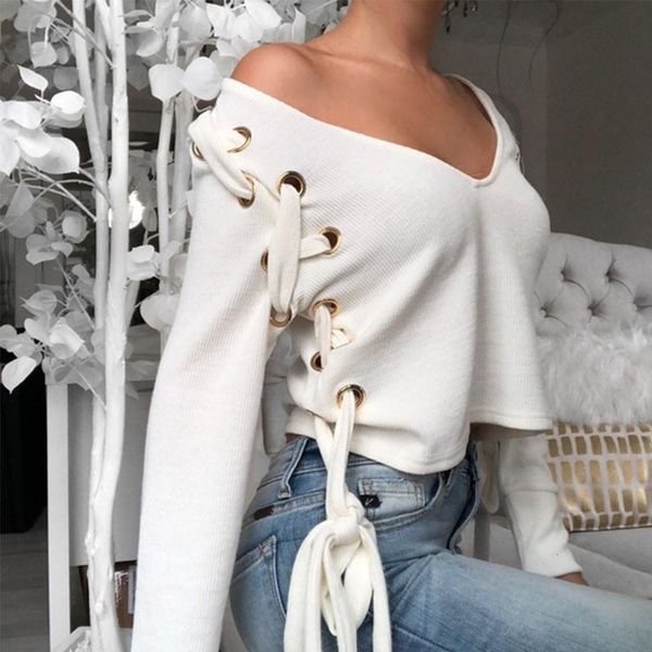 

new women white sweater v neck long sleeve women's sequin bandage shirt pullover jumper sweater women pull femme 2020, White;black