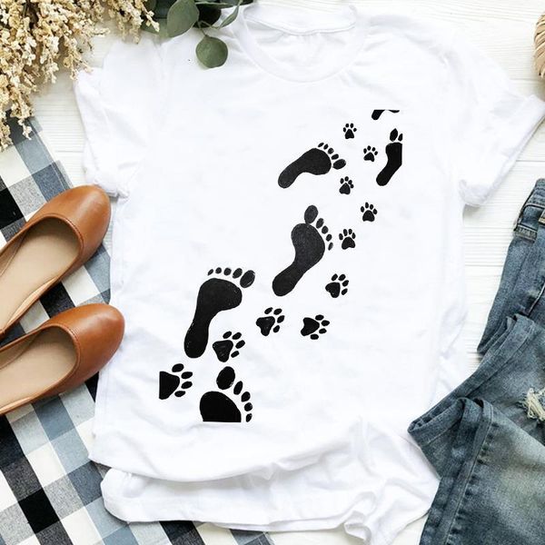 

женщины lady floral cat prodprint walk мода пэт печать животных принция tee женская футболка для женской рубашки одежда верхняя графическая, White