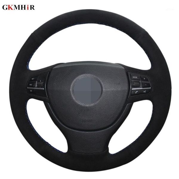 

diy hand-stitched black suede car steering wheel cover for f10 f07 (gt) 2009-2020 f11 (touring) 2010-2020 f01 f02 2008-20201