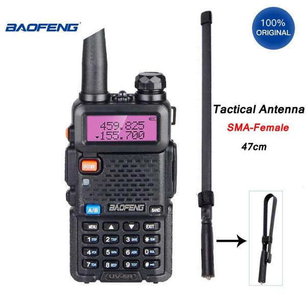 

baofeng uv-5r walkie talkie professional add foldable antenna 8-10km hf transceiver 5w vhf uhf portable uv5r cb 2 way ham radio