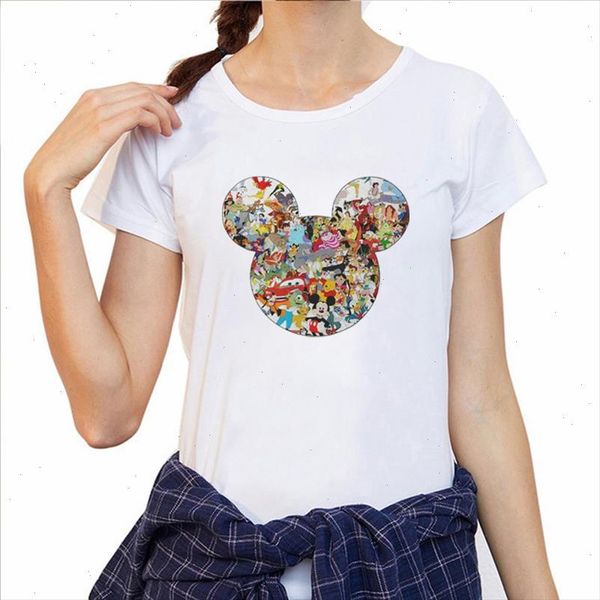 

fashion t shirts women summer mouse printing tshirt harajuku kawaii plus size female street wear women t shirt tee, White