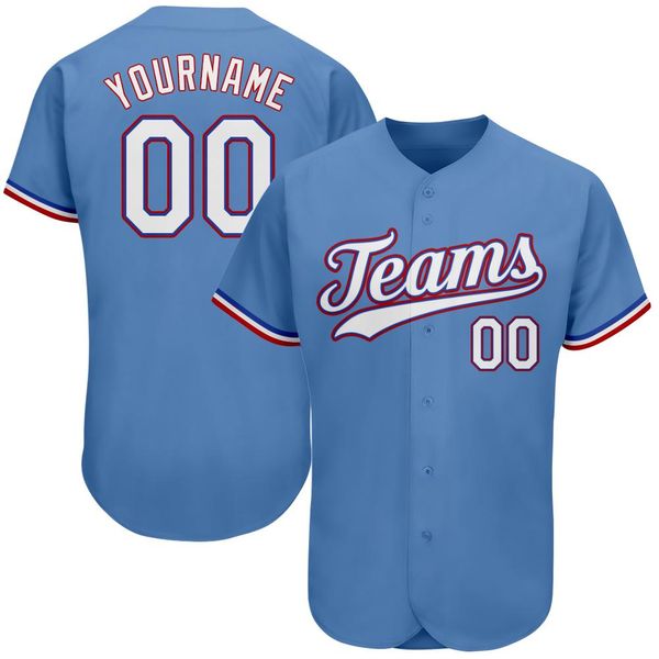 

custom light blue white-red authentic baseball jersey, Blue;black