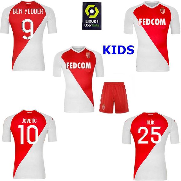 

2020 2021 as monaco ben yedder soccer jerseys jovetic golovin football shirt 20 21 maillot flocage jorge men kids kit uniform, Black;yellow