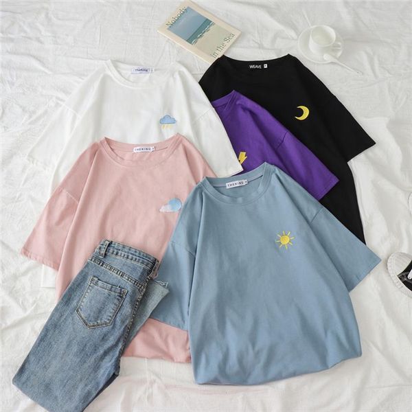 

ins short sleeved t shirt female hooded loose shirt korea harajuku vintage summer new fashion oversize casual female t, White