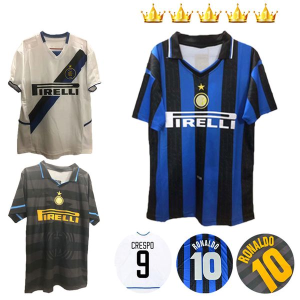 

1997 1998 maglia inter retro soccer jerseys 2002 2003 ronaldo classic cannavaro vieri crespo zanetti football shirt maillot de foot camiseta, Black;yellow
