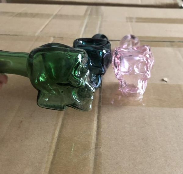 2022 nuovo Pyrex Skull Bruciatore a nafta in vetro Fumo a mano Pipa Bubblers Curvo Tabacco secco Vaporizzatore Tubi per narghilè