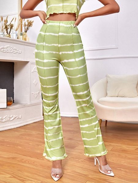 

striped flared pants 72xp#, Black;white