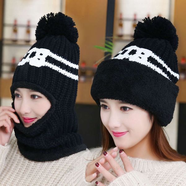 

female autumn winter wool and plush warm knitting riding windproof ear protection hat cover cap korean women's, Black;green