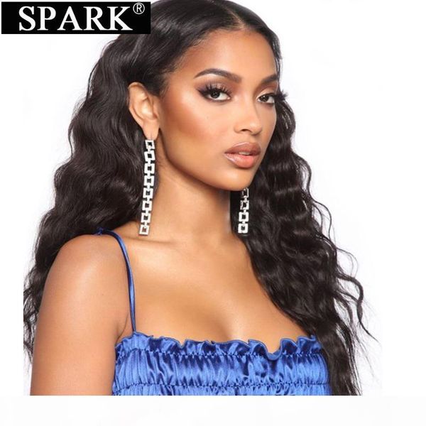 

spark 4*4 lace closure wig brazilian human hair loose deep wave natural black color pre plucked hairline for black women remy, Black;brown