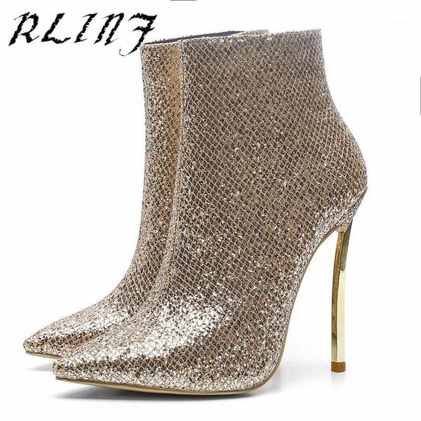 

boots rlinf fine with gold iron sequined women's boots1, Black