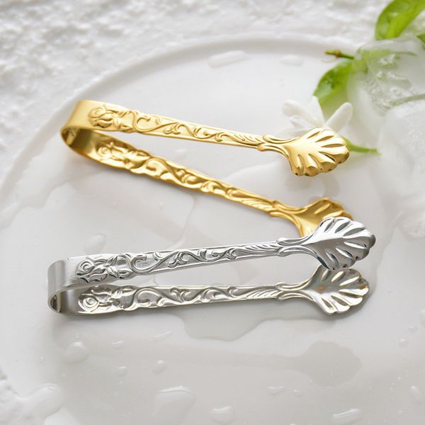 

gold silver stainless steel ice tong sugar clip kitchen bar tool