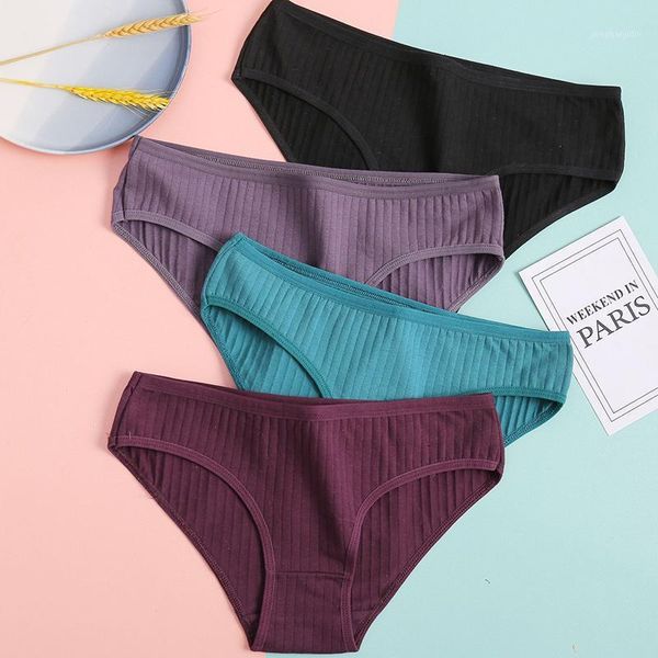 

women's underpants soft cotton panties solid color low waist striped briefs female lingerie -xl comfort underwear1, Black;pink