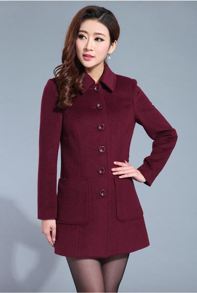 

2021 new black woolen mujer new pockets arrival oversize coats plus size outwear female coat kj120 cnji, Black;brown
