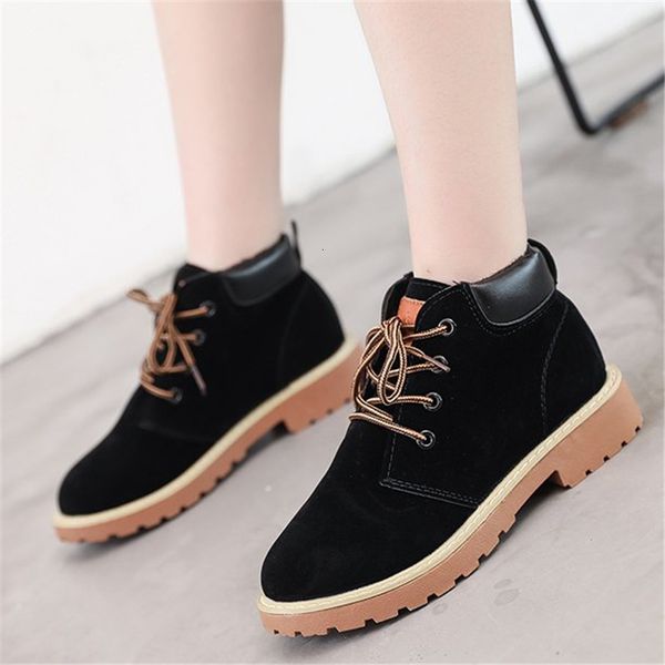 

2021 new autumn female fashion short tube boots lace up boot of anti-slip wearable round head ejol, Black