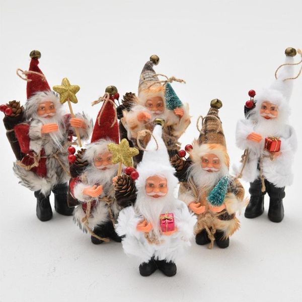 

christmas decorations standing velvet santa claus figurine scene baubles gifts tree1