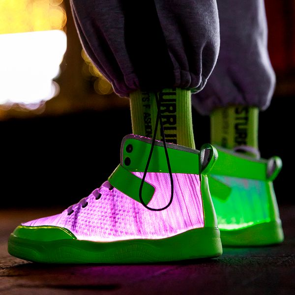 

unclejerry 2020 new fiber optic shoes big boys girls and usb rechargeable glowing sneakers party shoes cool street shoes 1007, Black;red