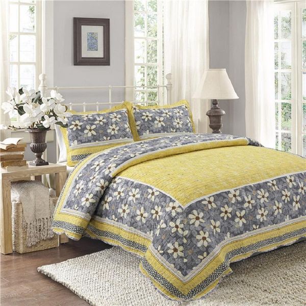

chausub quilt 3pcs set 2 shams cotton coverlet quilted bedspread for bed patchwork sheets queen size summer blanket yellow1