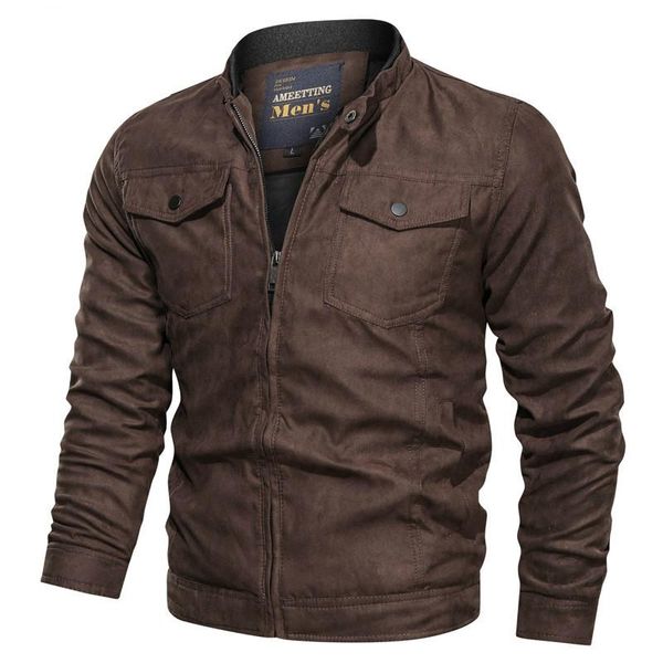 

men's jackets autumn winter warm men 2021 fashion stand collar casual vintage army combat tactical pilot jacket plus size, Black;brown