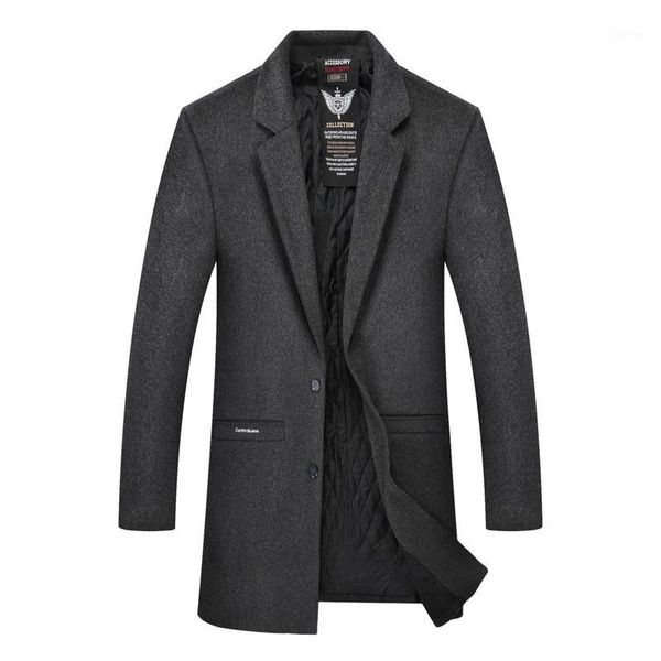 

8xl plus size winter single breasted men's fashion thicken trench coat jacket men's casual windbreaker woolen coats men overcoat1, Black