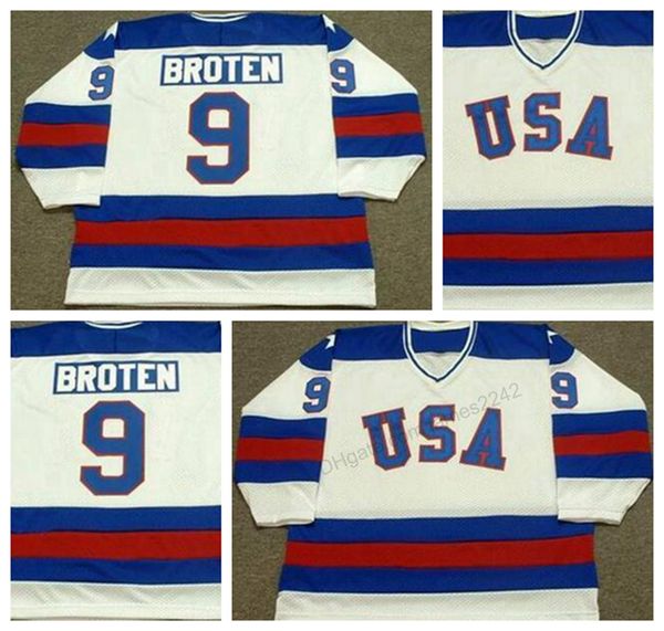 

custom retro #9 neal broten 1980 usa olympic hockey jersey men's stitched white any size 2xs-5xl name or number jersey quality, Black;red