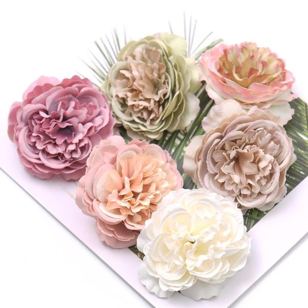 

10pcs 8cm peony artificial silk flower heads for wedding decoration diy wreath gift box scrapbooking craft fake sqcvty