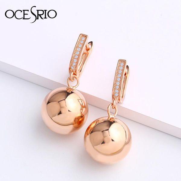 

dangle & chandelier ocserio zircon 585 gold earrings balls copper rose wedding large trendy fashion statement jewelry ers-n37, Silver