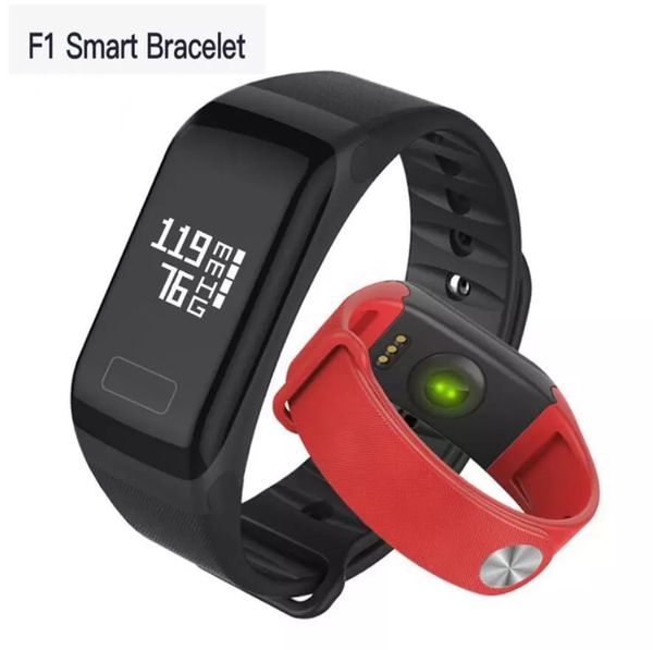 F1 Braccialetto intelligente Impermeabile Cardiofrequenzimetro Pressione sanguigna Attività Fitness Tracker Pedometro Banda intelligente per ios Android