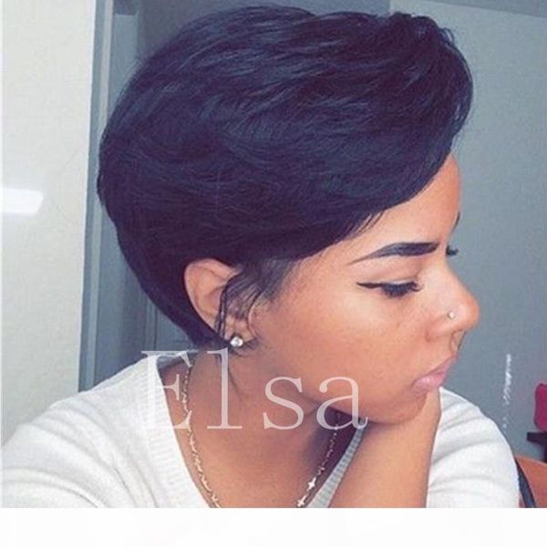 

super black women for wigs 100% human hair wigs malaysian hair short body wave glueless full lace wigs, Black;brown