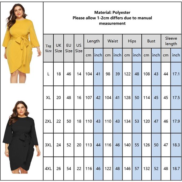 

neck sashes o size plus solid long women asymmetrical hem office dress 4xl sleeve d40 length ladies casual knee dresses bbyaee lg2010, Black;gray