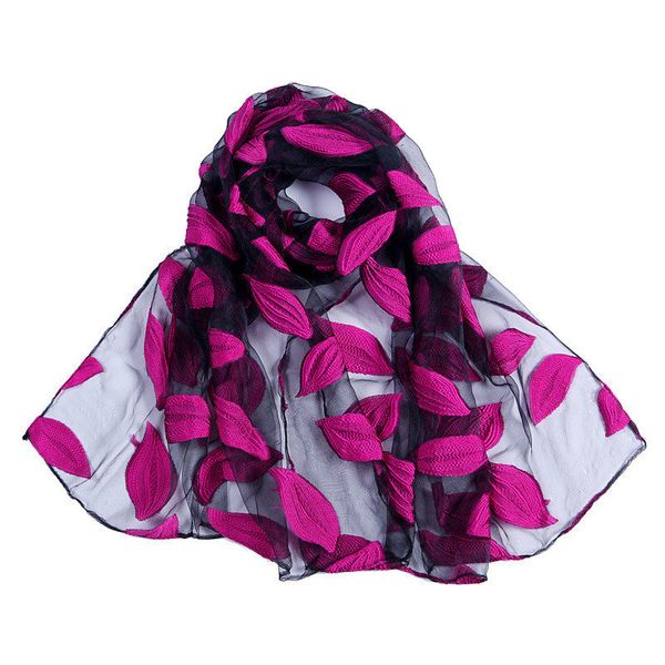 

fralu brand new bandana silk scarf women luxury hijab embroidery long scarf black lace yarn scarves fashion shawl foulard