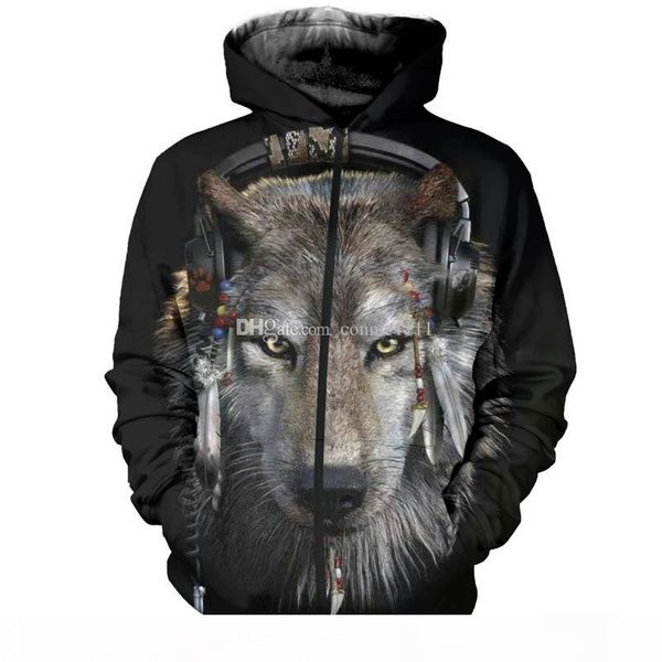 

wolf hoodies zipper sweatshirt galaxy space wolf 3d print hoodie men women jacket zip up sweaters hip hop graphic pullover s-5xl, Black