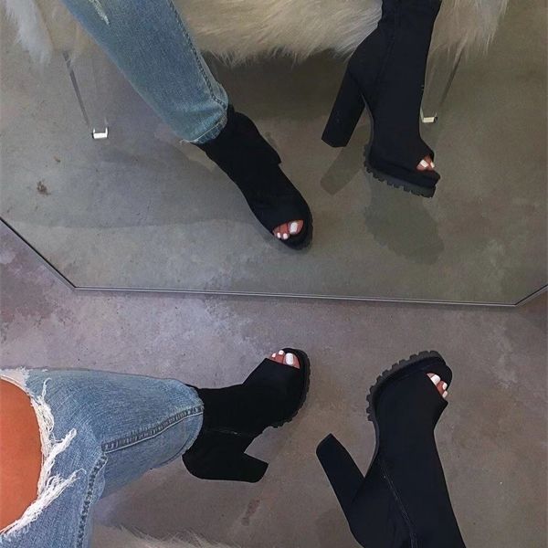 

2020 women transparent sandals ladies high heel slippers candy color open toes thick heel fashion female slides summer shoes 1010, Black