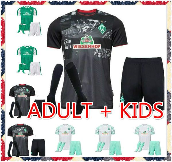 

kids 2020 2021 sv werder bremen home pizarro eggestein soccer jersey 20 21 away rashica klaassen osako men child green football shirts, Black;yellow