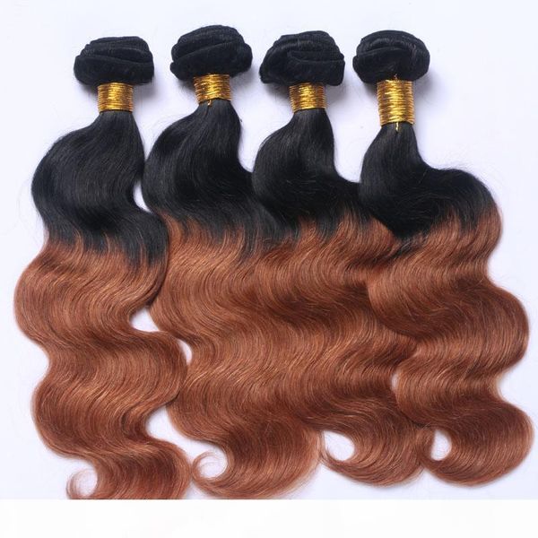 

ombre 1b 30 auburn two tone human hair weft bundles ombre hair silky straight weaves brazilian hair bundles weave extensions, Black