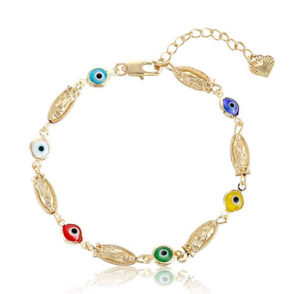 Religião eláfica olho colorfu l mulher deuses pulseira ouro jewerly