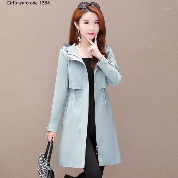 

women's jackets windbreaker women's middle and long style autumn dress 2021 korean version versatile thin light mature1, Black;brown