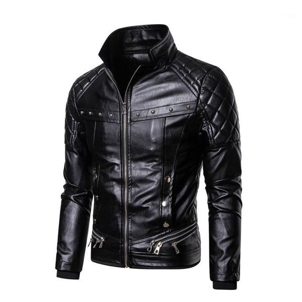 

2020 thick men's leather jackets autumn winter casual motorcycle pu jacket biker leather coats fashion zipper coat male outwear1, Black