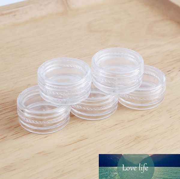 2ML plástico transparente vazio Jars Pot Limpar Lid 2Gram tamanho para Cosmetic Eye Cream Sombra Nails Pó Jóias SN4376