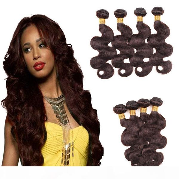 

selling brazilian dark brown human hair 4 bundle colored #2 brazilian human hair weaves body wave virgin human hair extensions, Black
