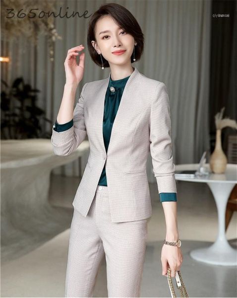

novelty apricot formal uniforms designs pantsuits with pants and jackets coat for women business work professional blazers sets11, White;black